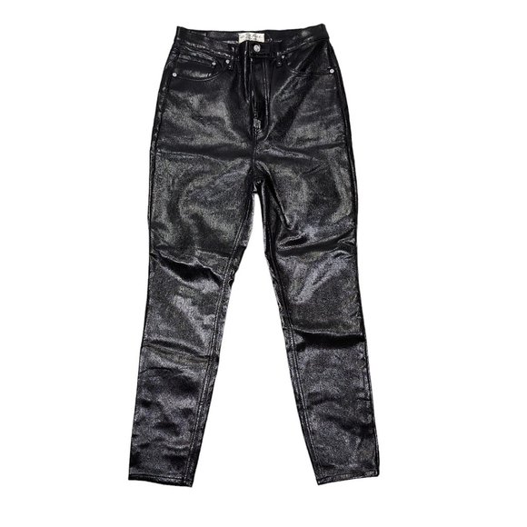 We The Free Phoenix Coated Skinny Jean Size 31 Patent Finish Button Fly - Picture 1 of 12